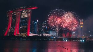 シンガポールの夜空の花火(イメージ)